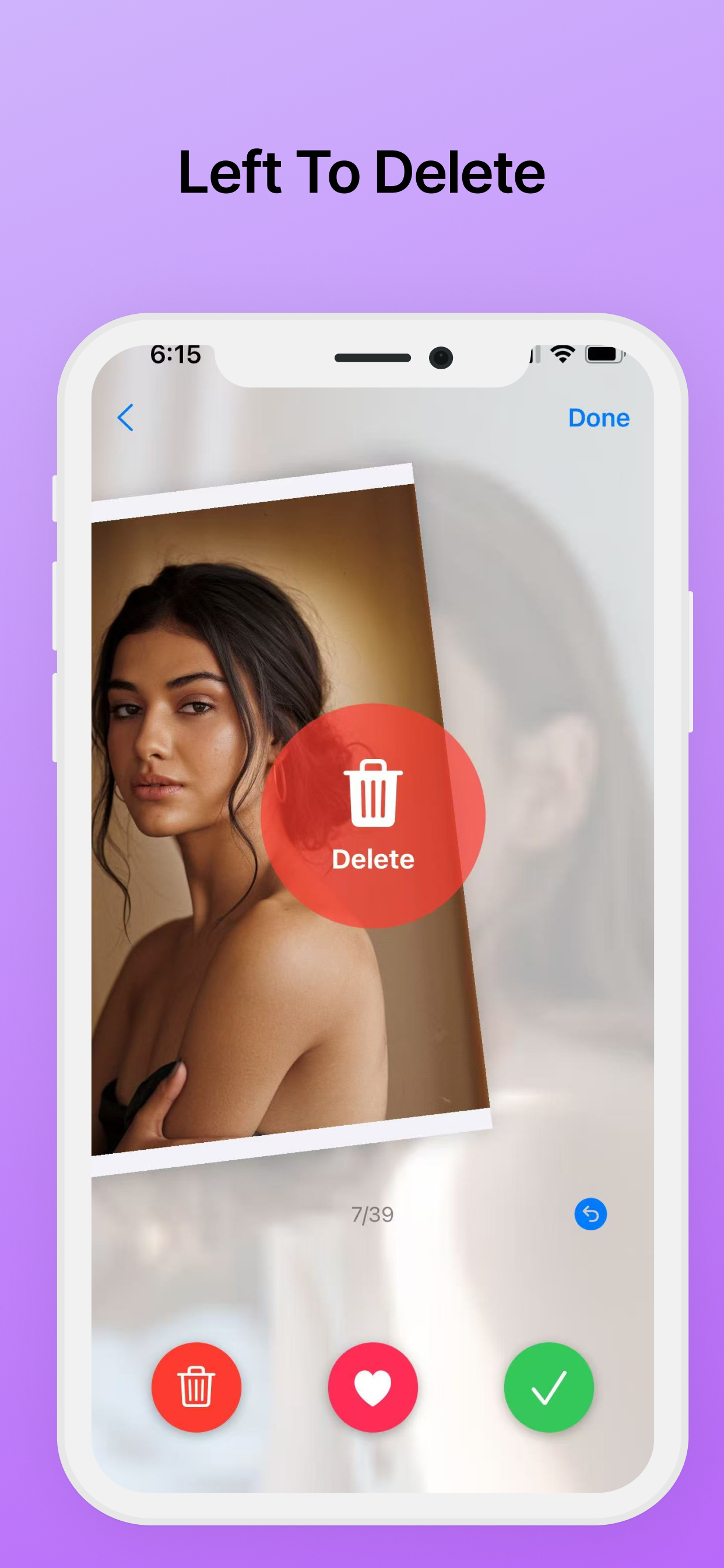 Delete photos with swipe left gesture