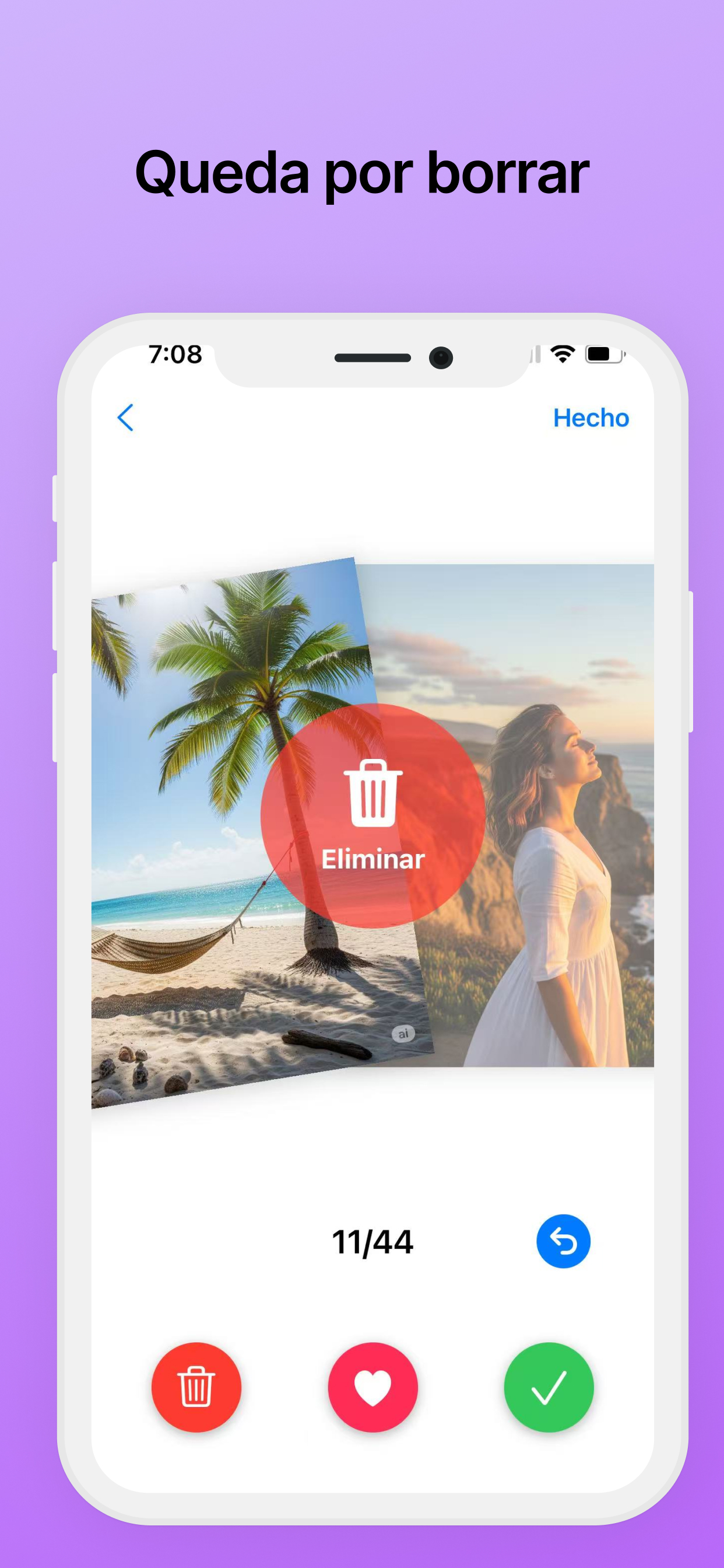 Eliminar fotos con gesto de deslizar a la izquierda