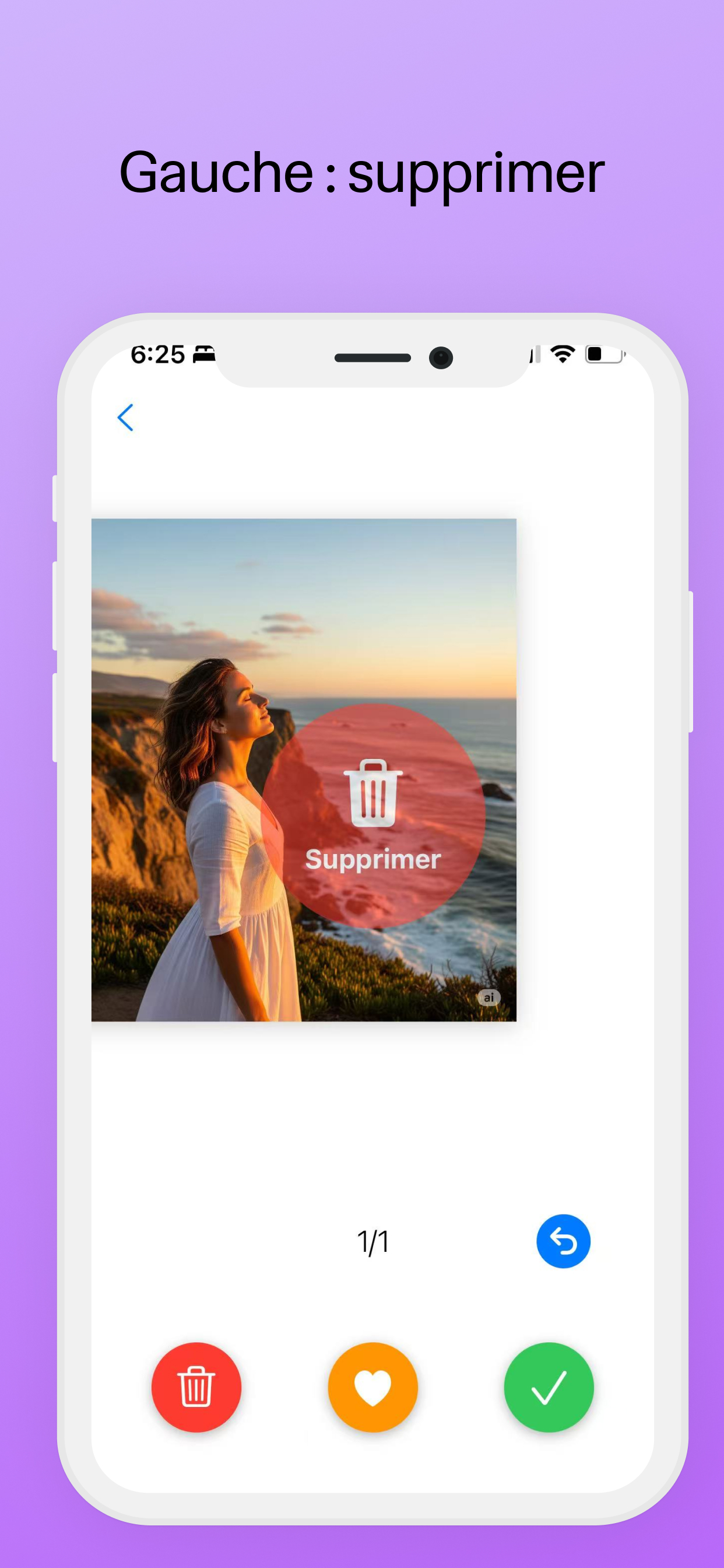 Supprimer des photos avec un swipe à gauche